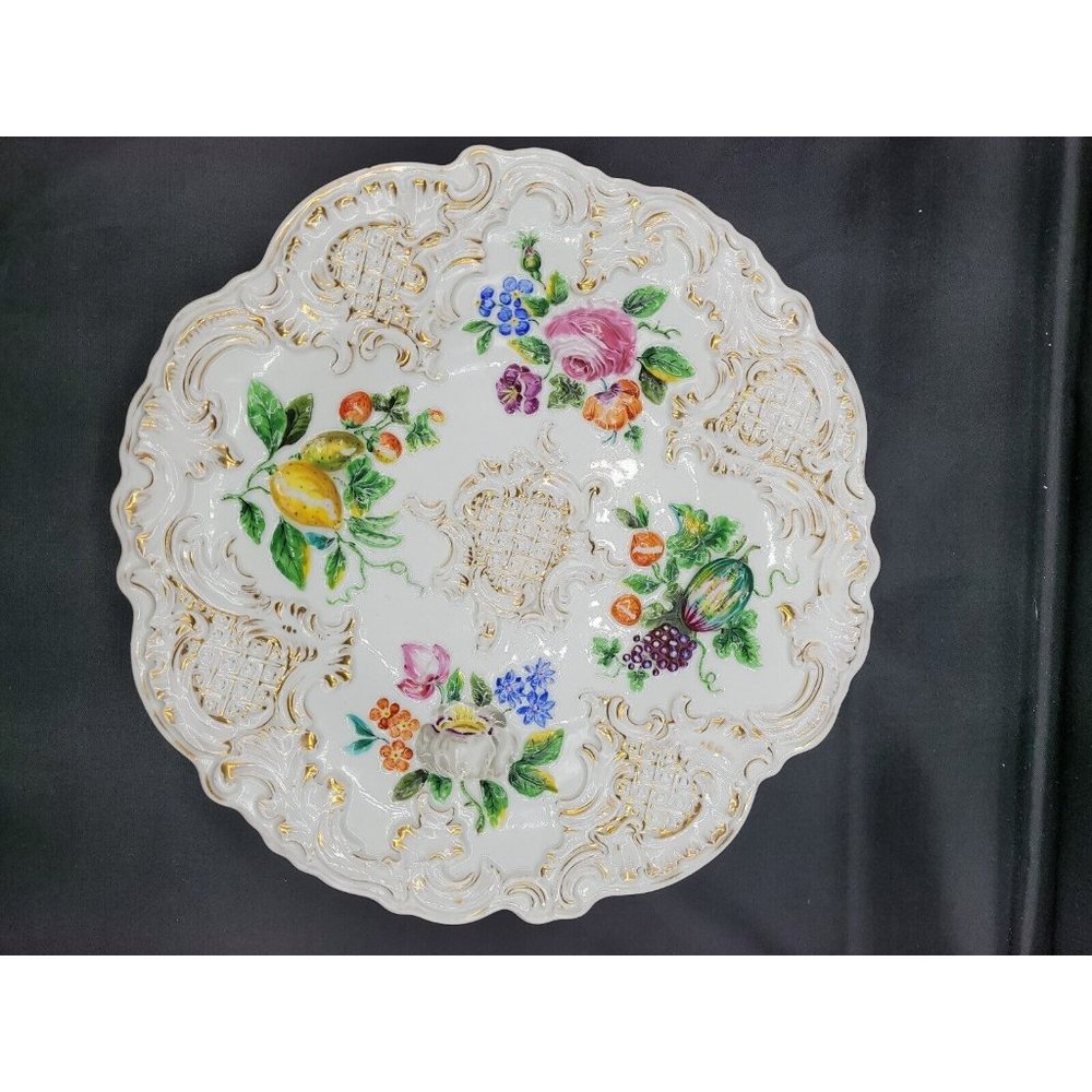 Antique 1930's Germany Hand Painted Rare Meissen Porcelain Platter Signed 27cm